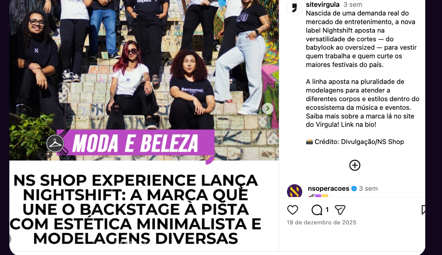NS Operações | Site Vírgula